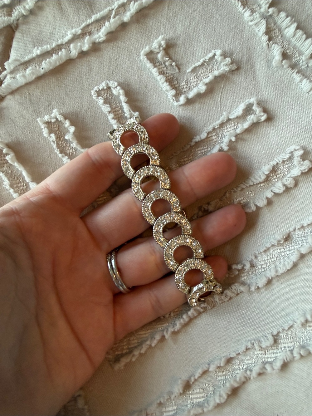 Sparkling Silver Crystal Link Bracelet | Costume Jewelry